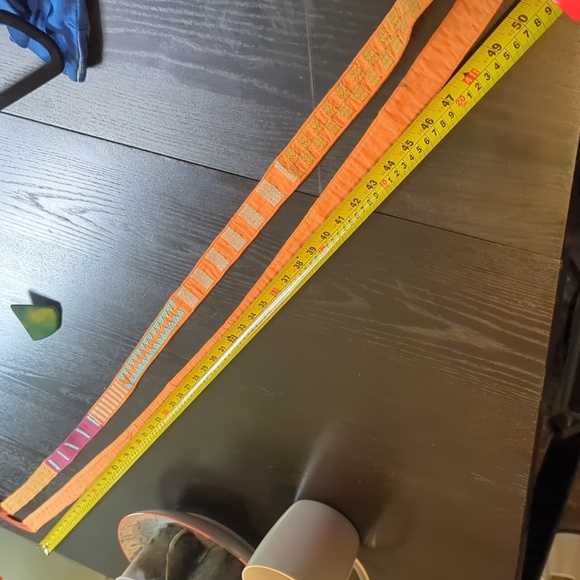 Embroidered double sided belt 2.6m wrap-around boho style orange Gudrun Sjoden - Picture 11 of 13